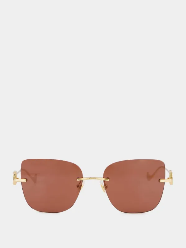 Gold and Brown Bejewelled Metal Sunglasses made by Valentino Garavani