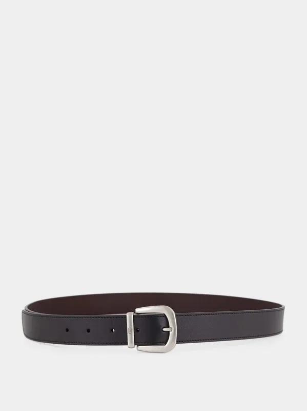 Reversible Black and Oak Belt made by Valentino Garavani