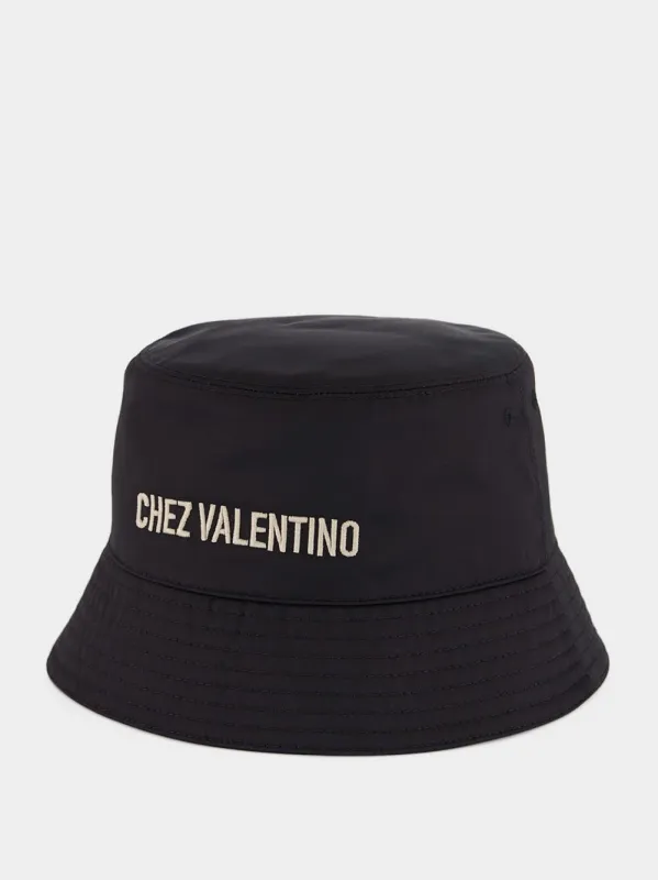 Black Chez Valentino Bucket Hat made by Valentino Garavani