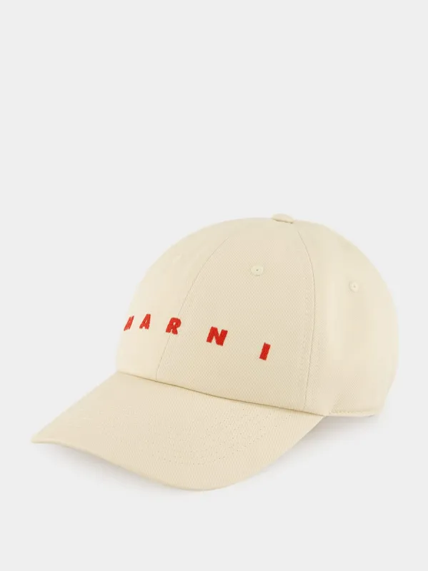 Ivory Cotton Logo Baseball Cap made by Marni