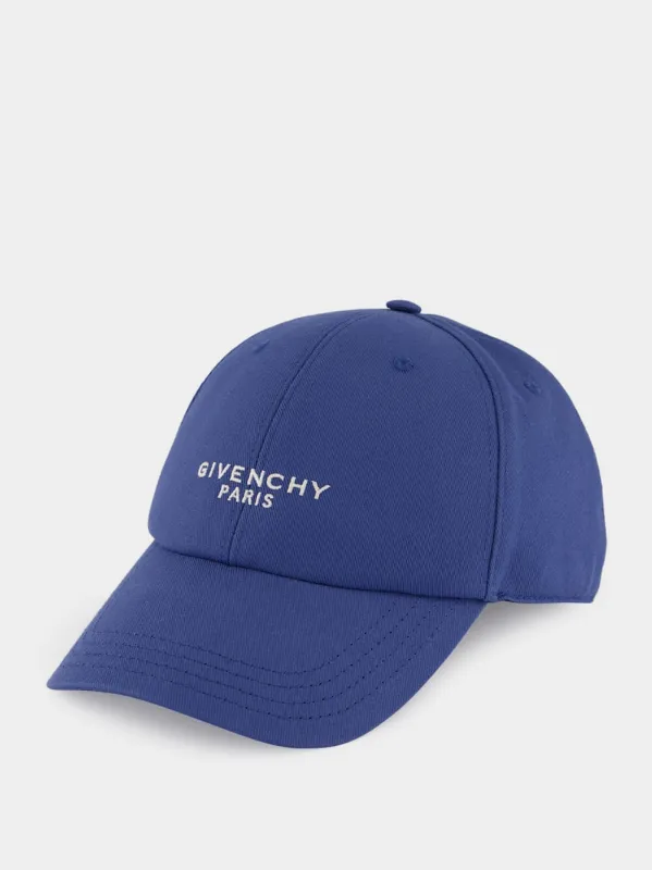 Blue Embroidered Cotton Cap made by Givenchy
