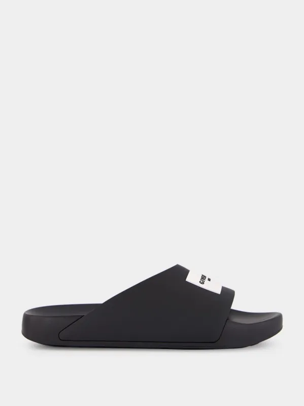 Black Label Slide Rubber Flat Mules made by Givenchy