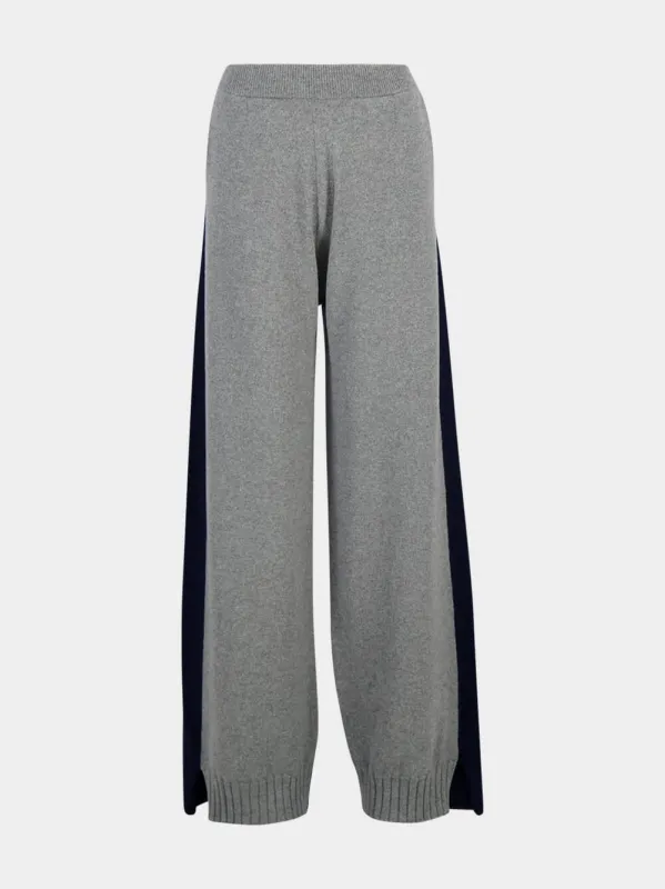 Grey and Navy Recycled Cashmere Trousers made by Stella McCartney