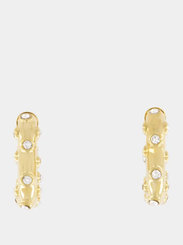 Gold XL Link Earrings with Rhinestones made by Rabanne