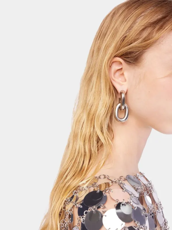 XL Link Silver Double Hoops Earrings made by Rabanne