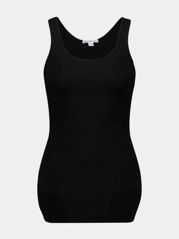 Black Long Cotton Tank Top made by James Perse