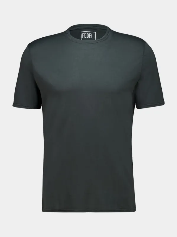 Dark Forest Green Gary Cotton T-Shirt made by Fedeli