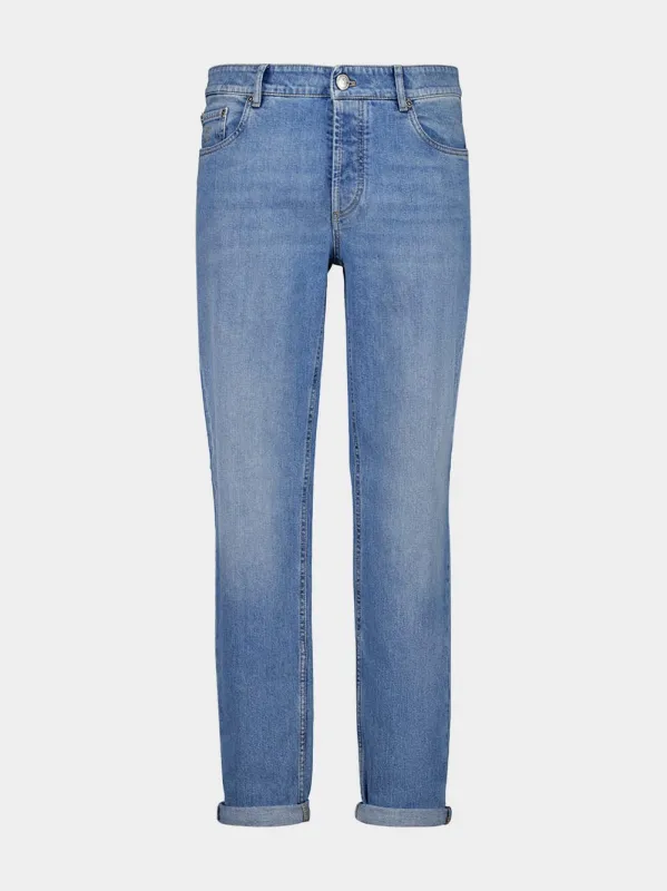 Light Denim Traditional Fit Jeans made by Brunello Cucinelli