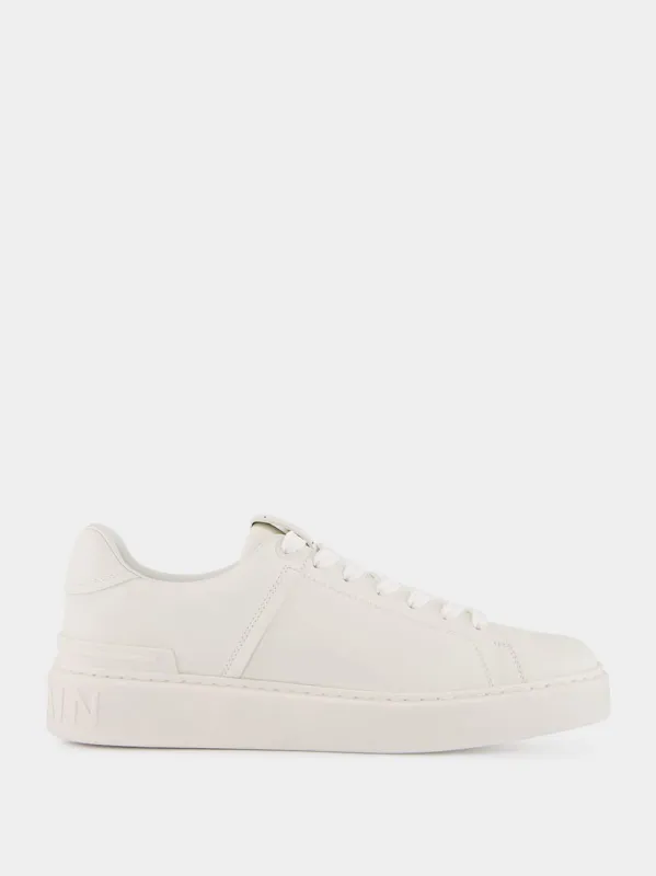 White Calfskin B-Court Sneakers made by Balmain
