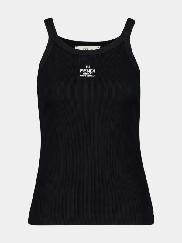 Black Cotton Jersey Tank Top made by Fendi