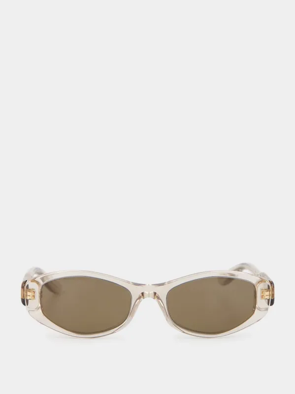 Beige Nova Oval Sunglasses made by Balenciaga