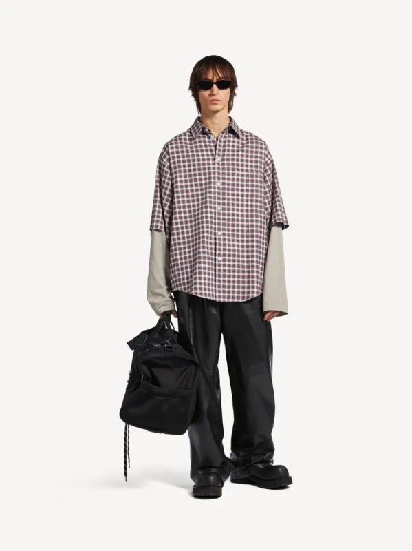 Red and Navy Checked Hybrid Shirt made by Balenciaga