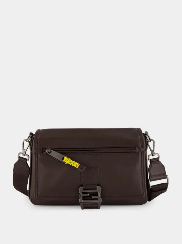 Brown Leather Flux Messenger Bag made by Fendi