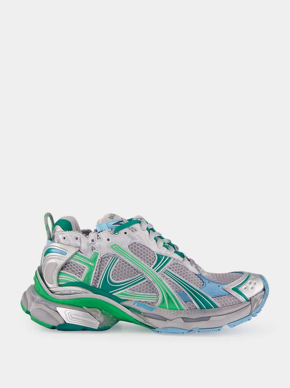 Grey Green and Blue Runner Sneakers sold by Fashion Clinic