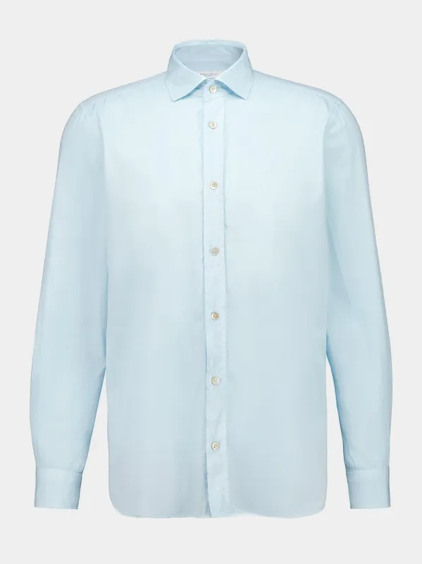 Sky Blue Cotton Long-Sleeve Shirt made by Boglioli