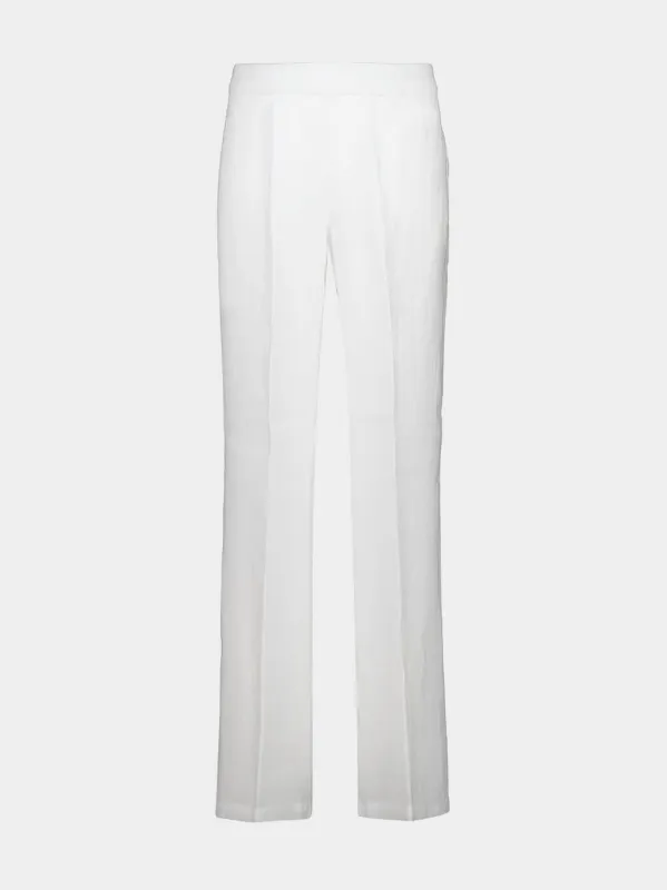 White Linen Casual Fit Trousers made by Fashion Clinic