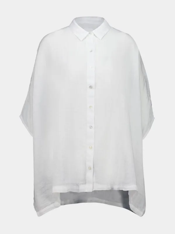 White Short Sleeve Linen Shirt made by Fashion Clinic