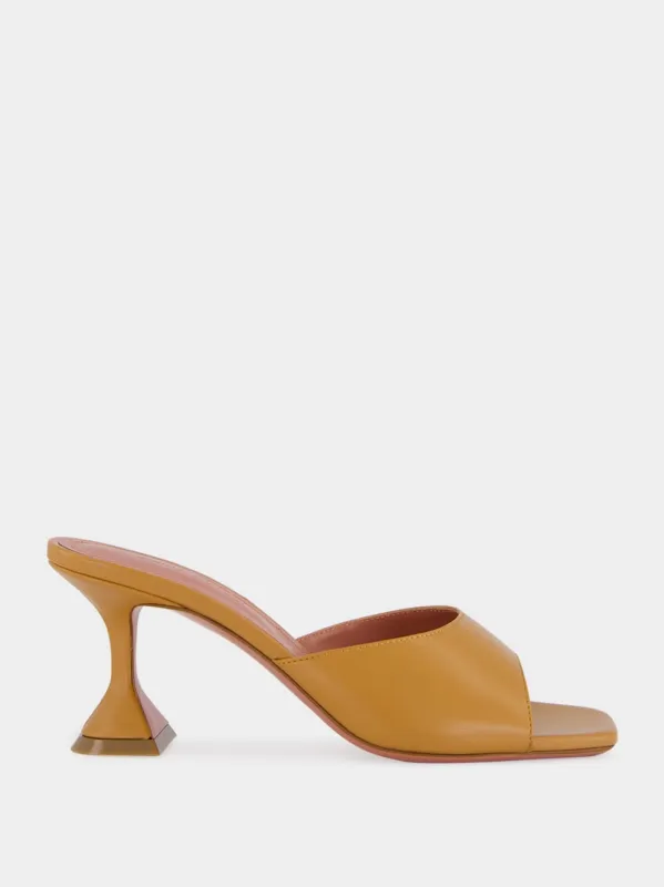 Lupita Latte Heeled Mules in Nappa made by Amina Muaddi