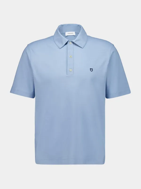 Blue Cotton Jersey Polo Shirt made by Salvatore Ferragamo