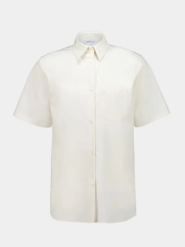 Parchment Cotton Short-Sleeved Shirt made by Salvatore Ferragamo