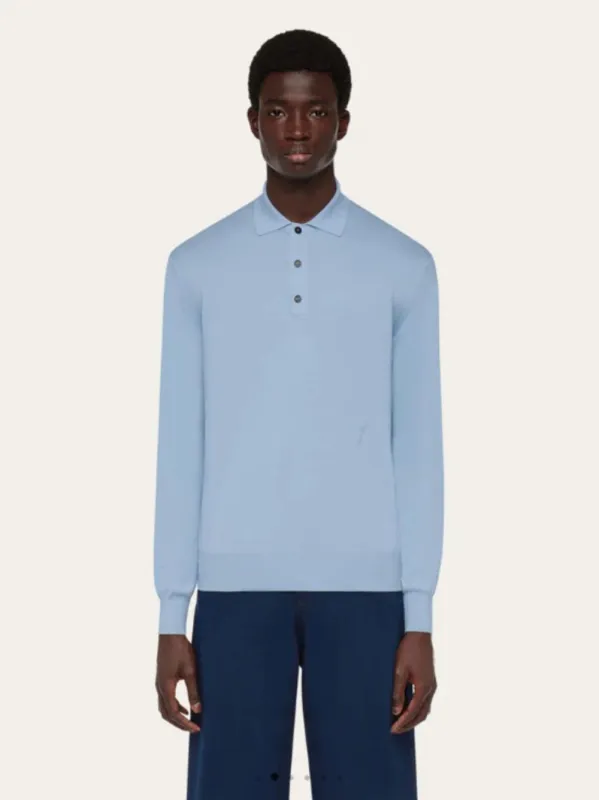 Long-Sleeved Silk Blend Polo made by Salvatore Ferragamo