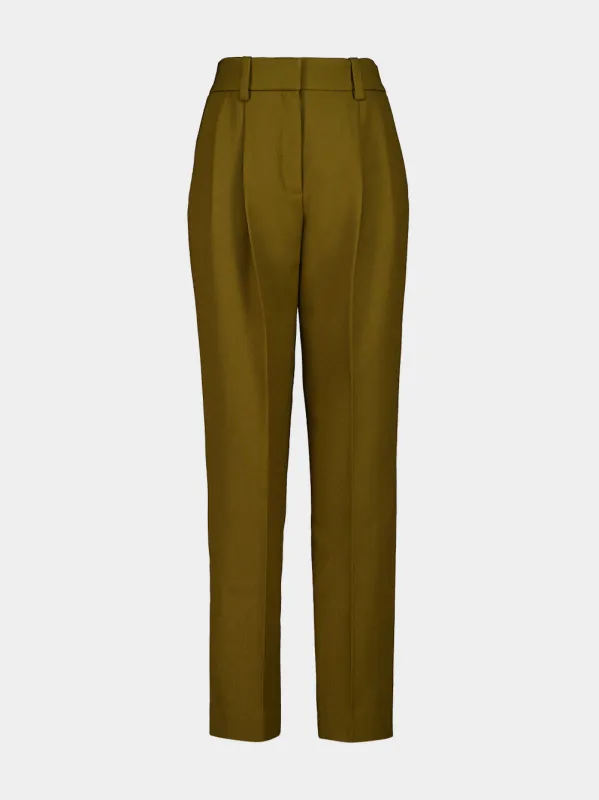 Brown Regular Fit Wool Twill Trousers made by Balmain