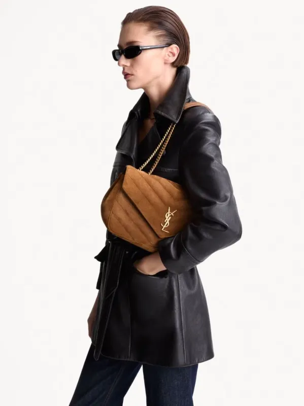 Caramel Cognac Loulou Medium Suede Bag made by Yves Saint Laurent