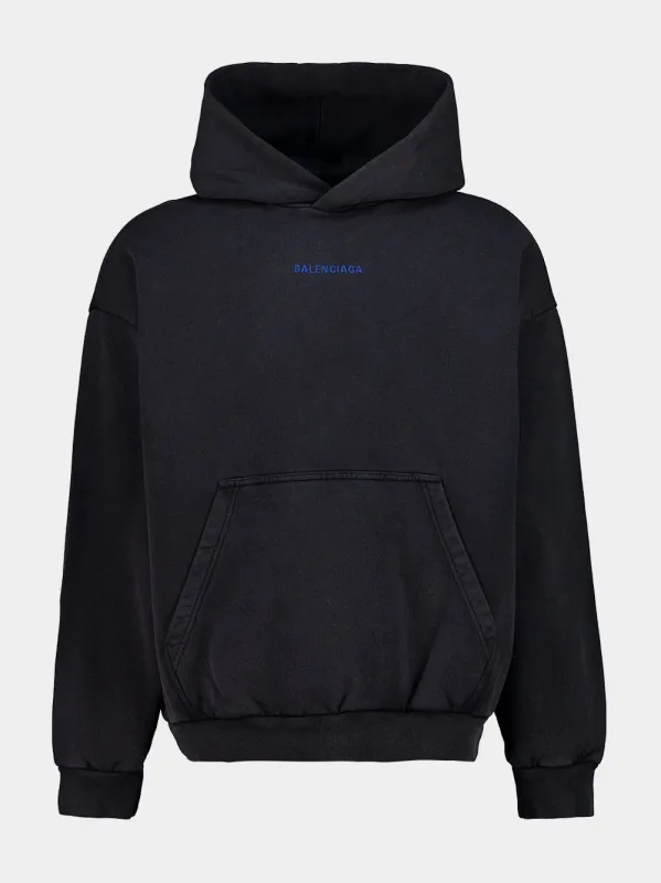 Faded Black Logo Hooded Sweatshirt made by Balenciaga