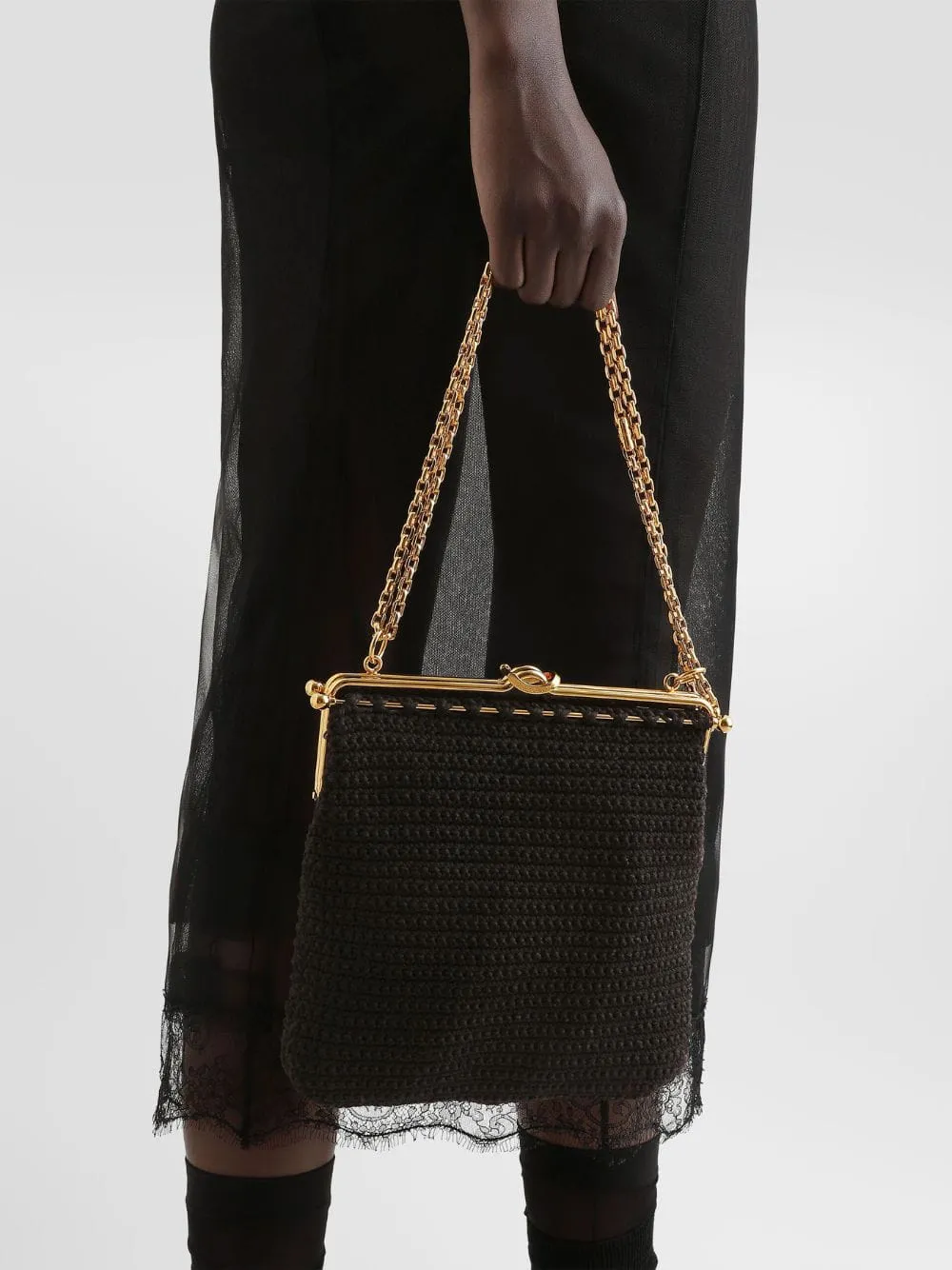 Black Dina Crochet Shoulder Bag sold by Fashion Clinic product image thumbnail 3