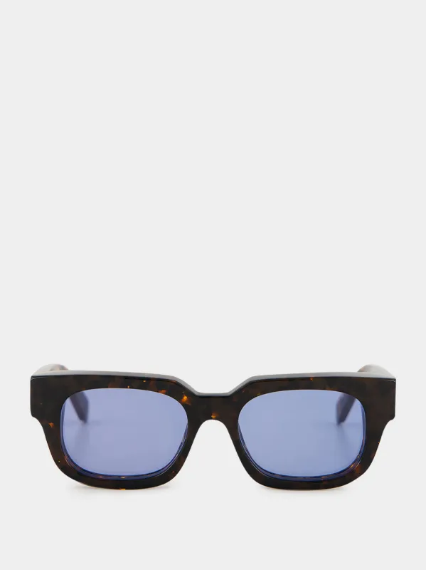 Havana and Blue Square Acetate Sunglasses made by Off-White