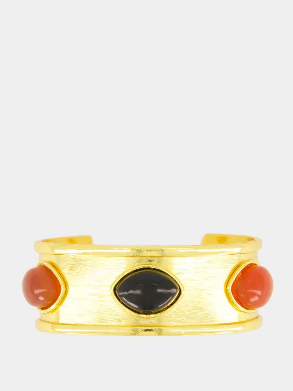 Orange and Black Marquise Stone Cuff made by Fashion Clinic