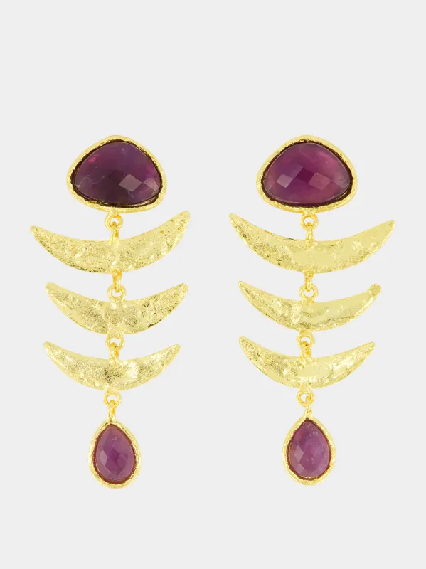Purple Happy Fish Amethyst Earrings made by Fashion Clinic