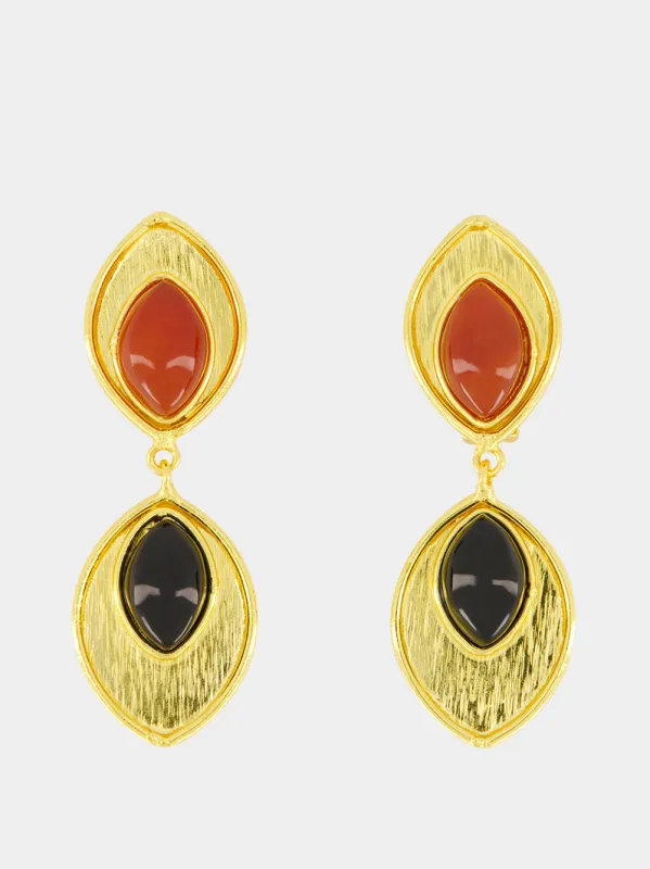 Orange and Black Marquise Stone Earrings made by Fashion Clinic