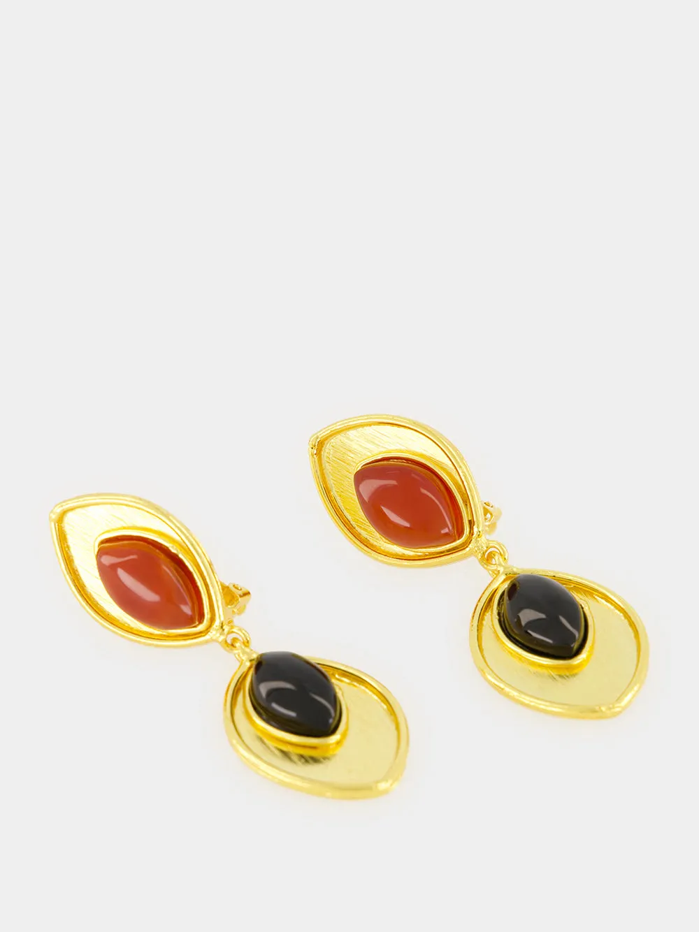 Orange and Black Marquise Stone Earrings sold by Fashion Clinic product image thumbnail 3