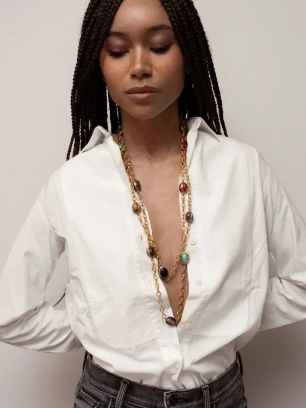 Multicolour River Stone Gold Necklace made by Fashion Clinic