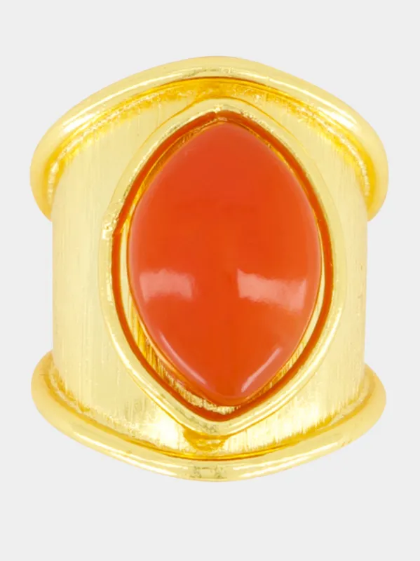 Orange Marquise Carnelian Ring made by Fashion Clinic