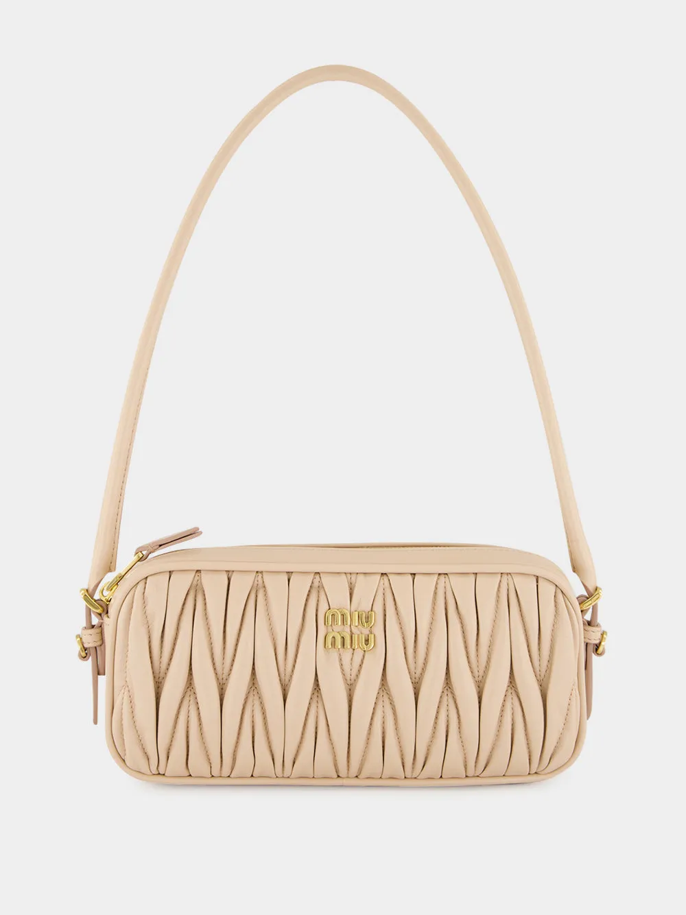 Powder Pink Matelassé Nappa Shoulder Bag sold by Fashion Clinic
