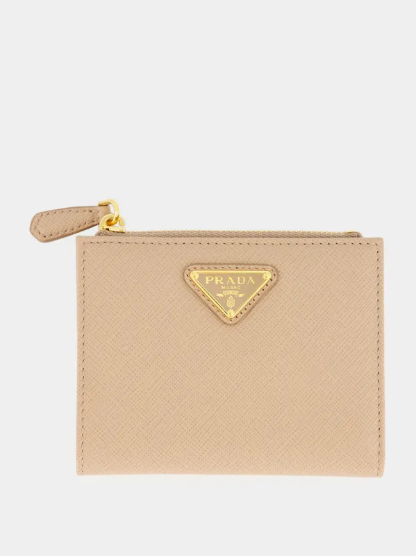 Powder Pink Saffiano Leather Wallet made by Prada