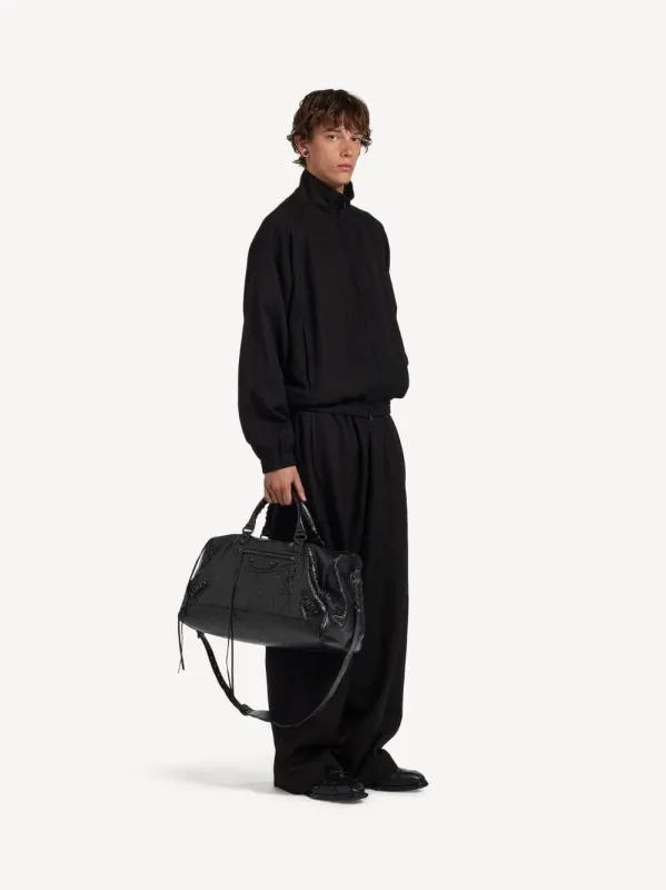 Le City Large Black Lambskin Boston Bag made by Balenciaga