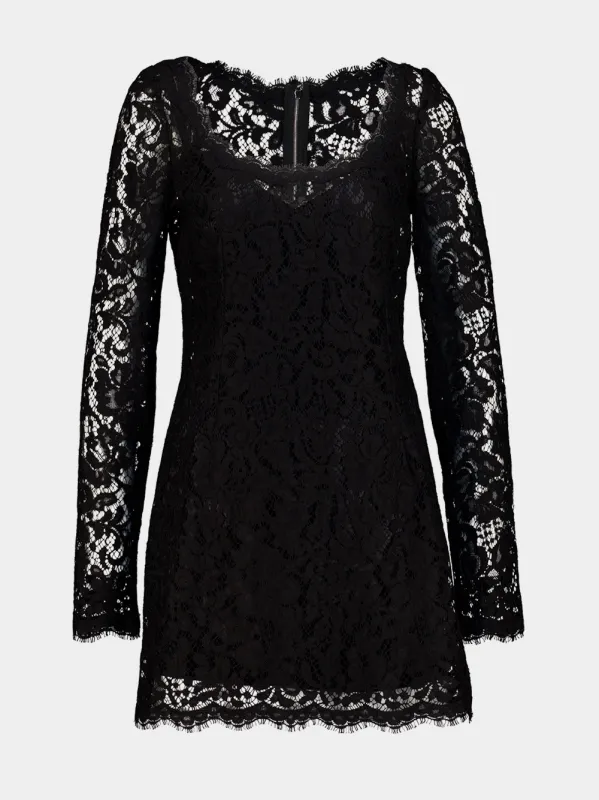 Black Cotton Lace Mini Dress made by Dolce & Gabanna