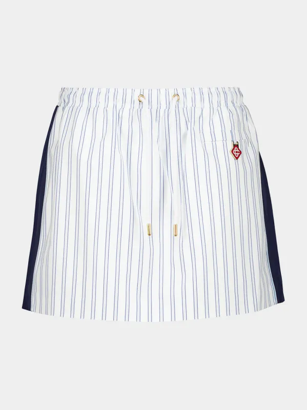 White and Navy Pinstripe Mini Skirt made by Casablanca