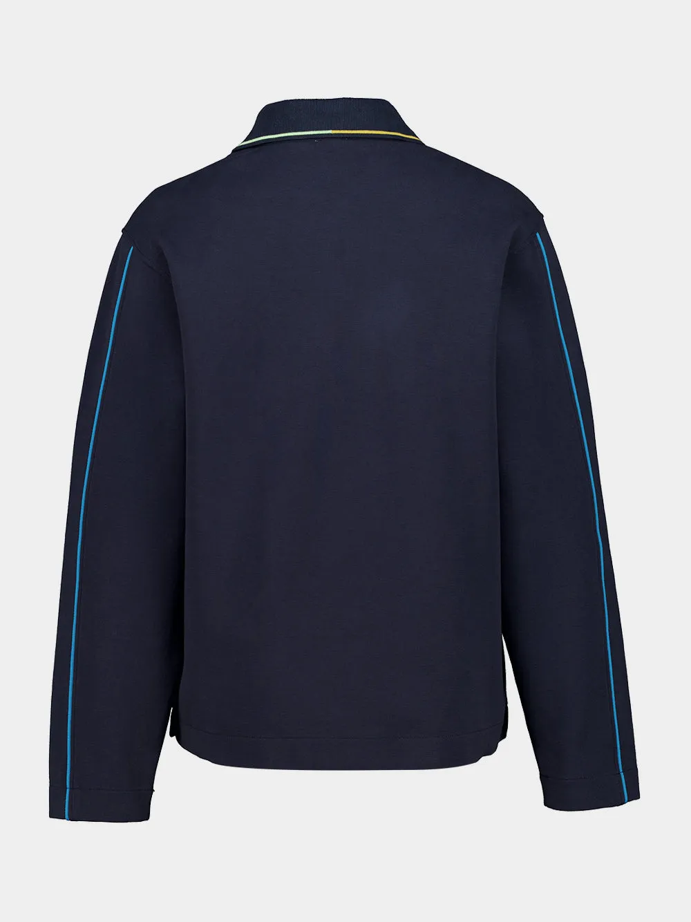 Navy Punto Collared Cotton Polo Sweatshirt sold by Fashion Clinic product image thumbnail 2