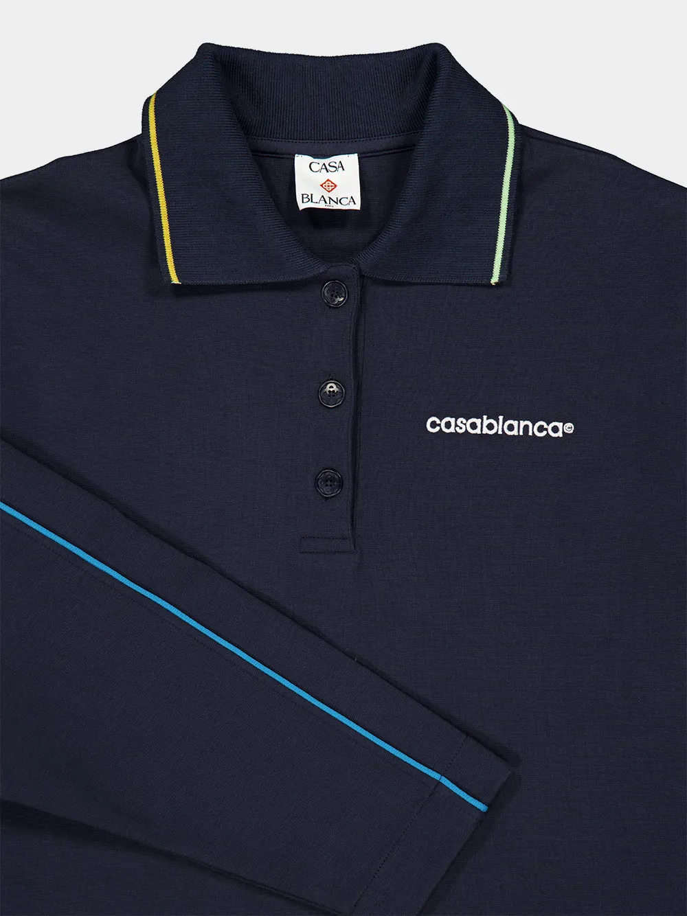 Navy Punto Collared Cotton Polo Sweatshirt sold by Fashion Clinic product image thumbnail 3