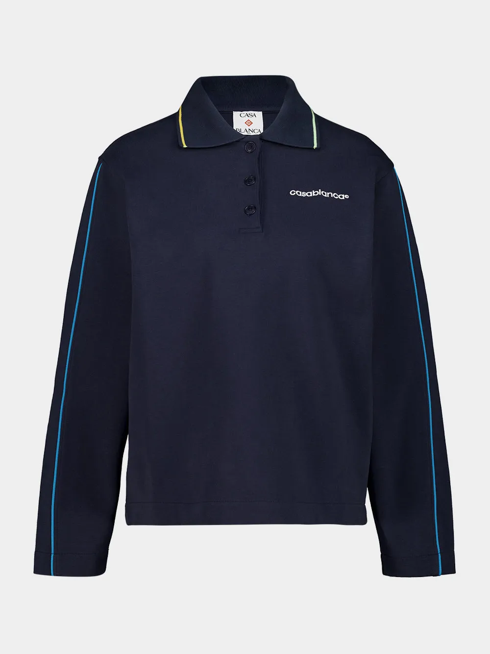 Navy Punto Collared Cotton Polo Sweatshirt sold by Fashion Clinic