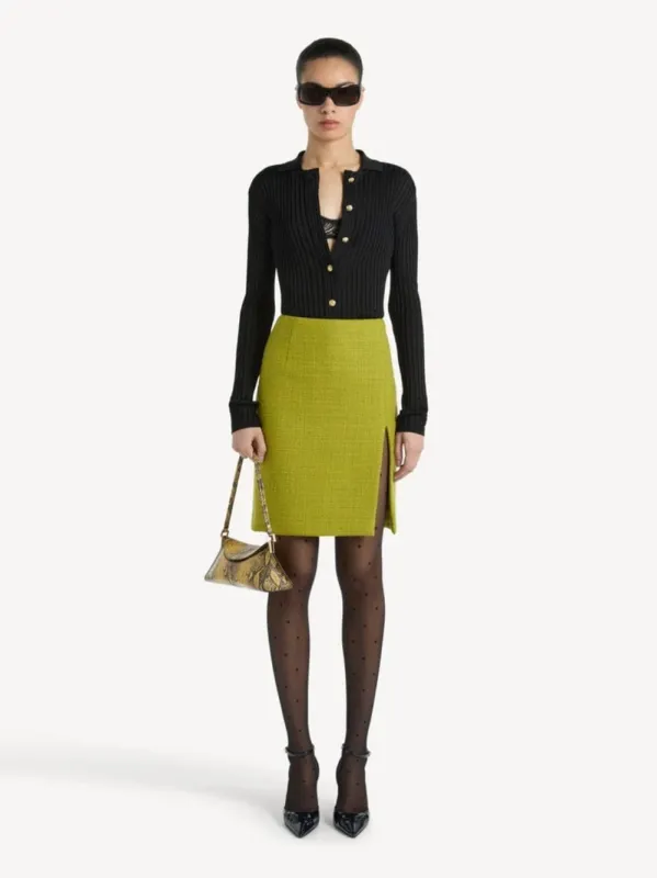 Black Buttoned Ribbed Knit Cardigan made by Balmain