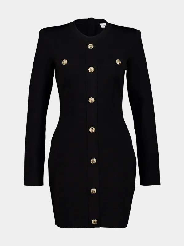 Black Milano Buttoned Bodycon Dress made by Balmain