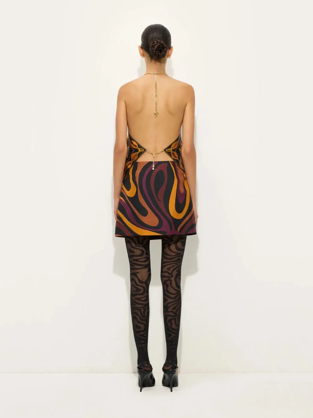 Bordeaux and Gold Marmo Print Silk Skirt sold by Fashion Clinic product image thumbnail 3