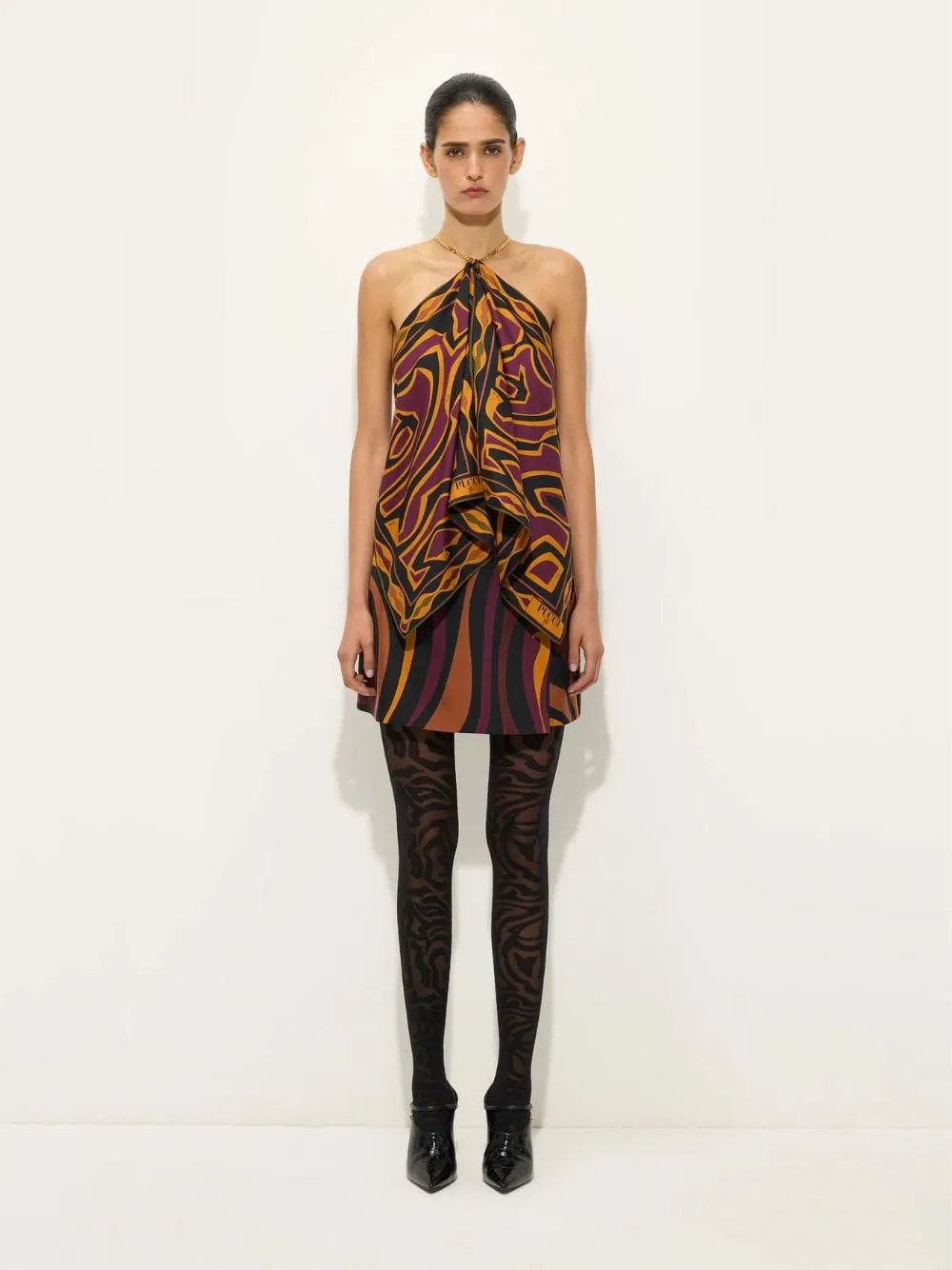 Bordeaux and Gold Marmo Print Silk Skirt sold by Fashion Clinic