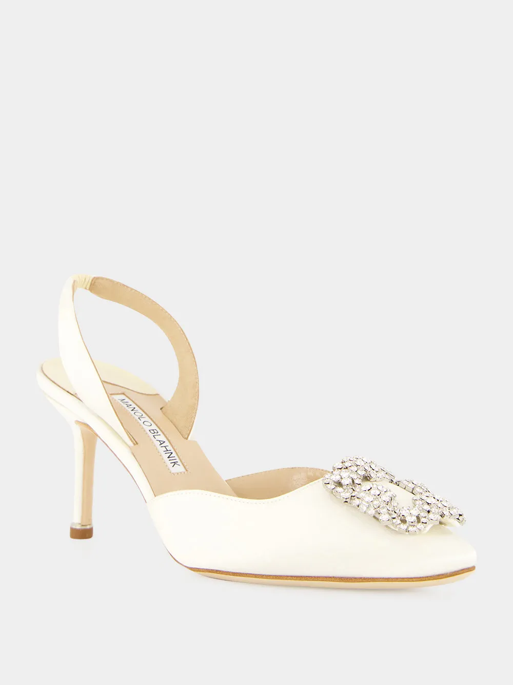 Cream Hangisli Satin Jewel Slingback Pumps sold by Fashion Clinic product image thumbnail 2