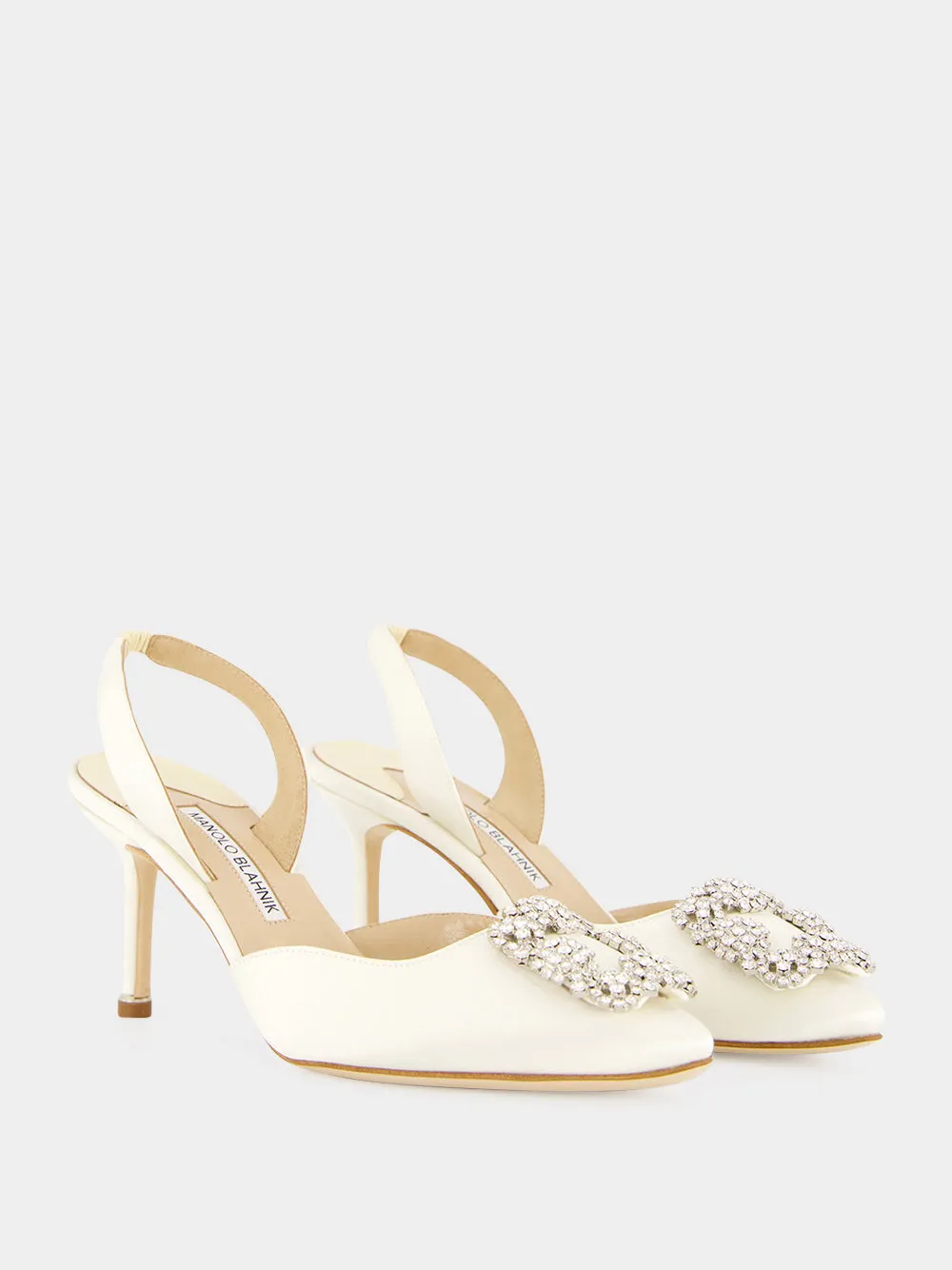 Cream Hangisli Satin Jewel Slingback Pumps sold by Fashion Clinic product image thumbnail 3